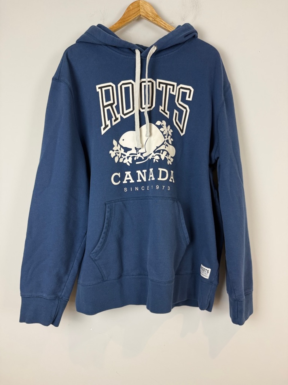 Roots Navy Blue Crewneck Hoodie with White Logo
